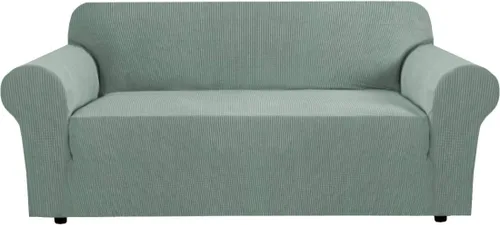 Vista 13 de H.VERSAILTEX Funda elástica para sofá, fundas suaves para muebles de 3 cojines, con tela jacquard gruesa a cuadros con parte inferior elástica, sofá