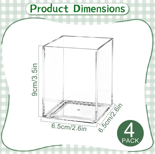 Vista 2 de AZUREAL Paquete de 4 portalápices de acrílico transparente, soporte para brochas de maquillaje transparente, organizador de papelería de escritorio