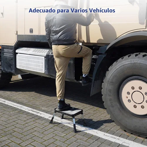 Vista 8 de BONTEC Taburete plegable, taburete de metal ajustable de 3 niveles, 330