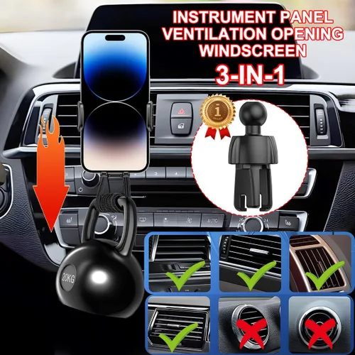 Vista 3 de HZEL Soporte para teléfono de coche, 2 en 1 Soporte para teléfono celular de ventilación de aire automotriz para tablero y parabrisas, Base