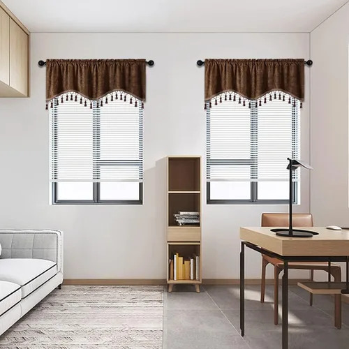 Vista 22 de Cortinas de doble cara de felpilla para cortina de cocina, cenefa para sala de estar