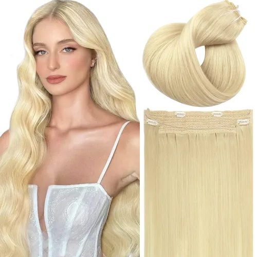 Vista 20 de Extensiones de cabello con alambre, color negro natural, 14 pulgadas, 2.65 oz, 100% cabello humano real, extensión de cabello invisible