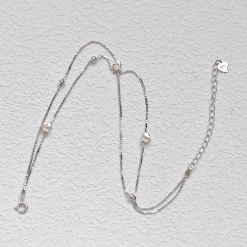 Vista 2 de Rnivida Tobillera de plata de ley 925 para mujer, pulsera de tobillo ajustable con cadena de pie multicapa para mujer