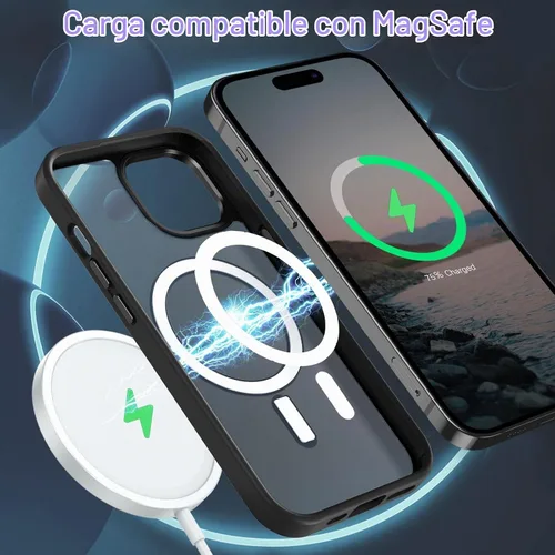 Vista 3 de BENTOBEN Compatible con iPhone 15 Plus, Funda de teléfono magnética translúcida mate delgada a prueba de golpes [Compatible con MagSafe] Funda