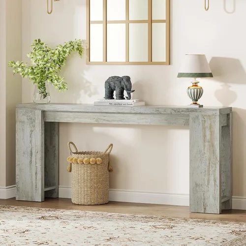 Vista 9 de Tribesigns Mesa Consola Extra Larga de 70.9 Pulgadas, Mesa de Sofá de Madera Estilo Granja Detrás del Sofá, Mesa de Acento Estrecha para Entrada