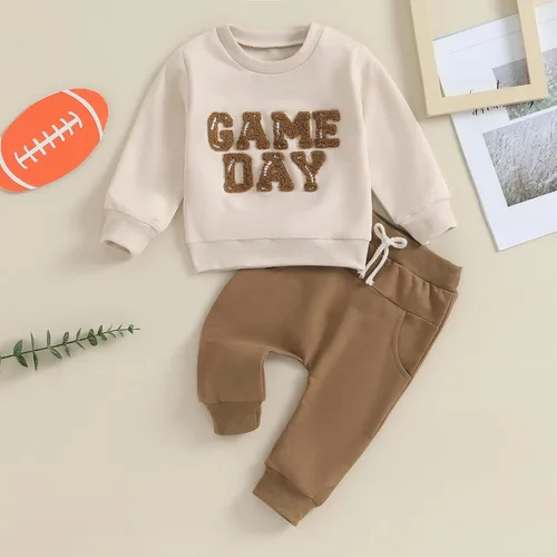 Vista 2 de Conjunto de sudadera de manga larga para bebé niño para el día del partido, ropa de otoño e invierno