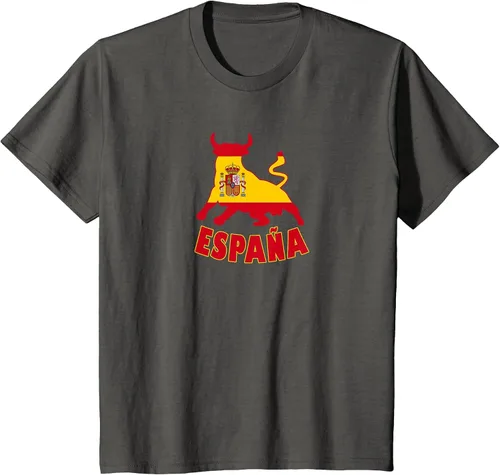 Vista 20 de Spain Espana with Bull and National Flag/Present T-Shirt Asphalt Grey