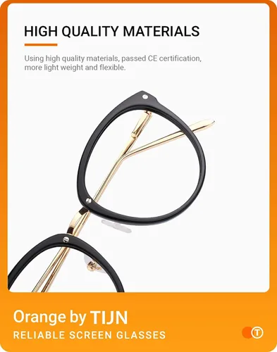 Vista 4 de Gafas TIJN de óptica con montura redonda de metal, estilo vintage, bloquean la luz azul, gafas sin prescripción con montura para mujer