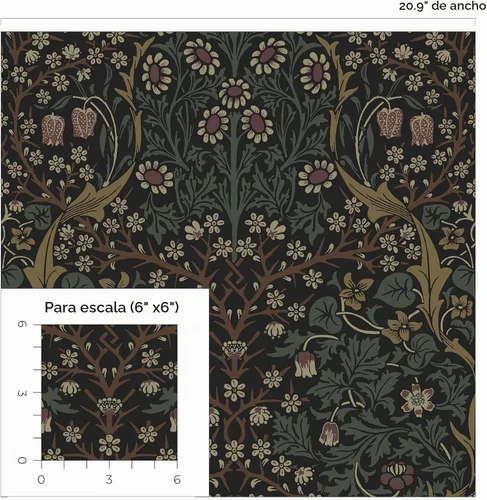 Vista 8 de NextWall - Papel pintado de jardín victoriano floral de pelar y pegar (Blacksmith & Cliffside)