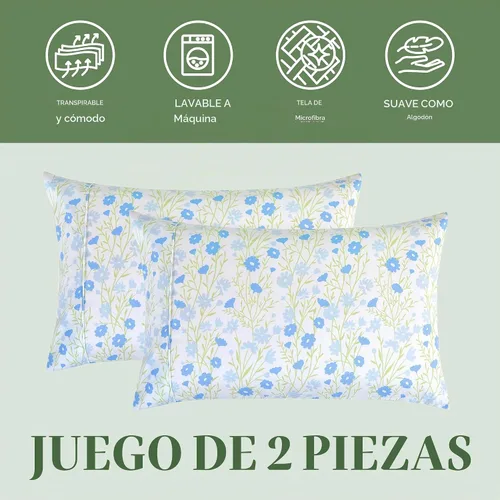 Vista 7 de Elegant Comfort Juego Ultra Suave de 2 Fundas de Almohada con Estampado Floral - 1500 Microfibra de Calidad Premium de Hotel, Suaves y Lisas