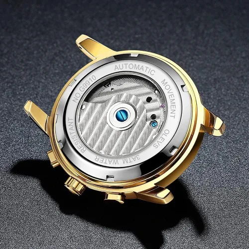 Vista 6 de OLEVS Reloj automático para hombre, cuerda automática, mecánica, de lujo, de acero inoxidable, multicalendario, impermeable, luminoso, reloj