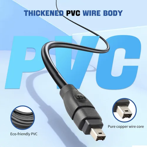 Vista 7 de Cable Firewire de 4 pines a 4 pines iLink DV Cable Firewire 400 IEEE 1394 para videocámara de computadora a cámara (6 pies, 4 pines a 4 pines)