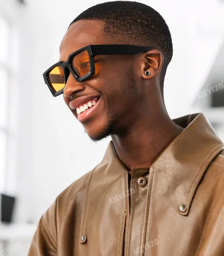 Vista 105 de AIEYEZO Gafas de sol cuadradas para mujeres y hombres, gafas de sol cuadradas con montura gruesa, estilo de diseñador simple