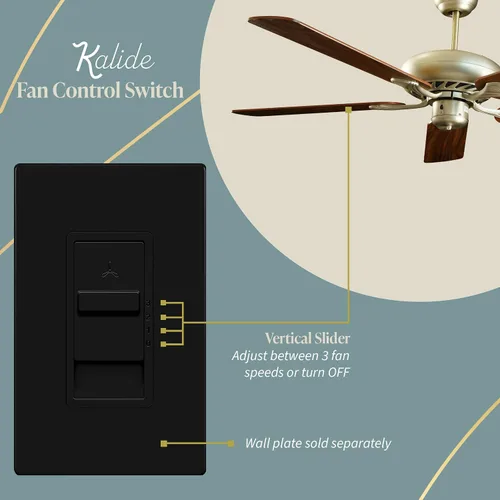 Vista 3 de TOPGREENER Kalide - Interruptor de control de velocidad del ventilador, interruptor de pared de ventilador de 3 velocidades, polo único, 120 VAC, 60