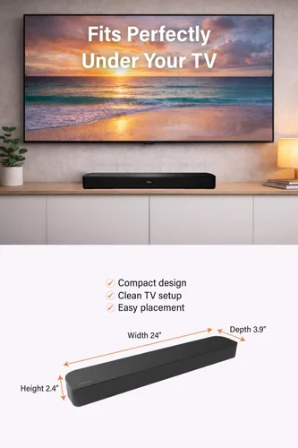 Vista 7 de FUNLOGY Barra de sonido para Smart TV, barra de sonido Bluetooth 5.0 de 100 W 2.1 canales con HDMI ARC, óptico y AUX, control remoto, para proyector