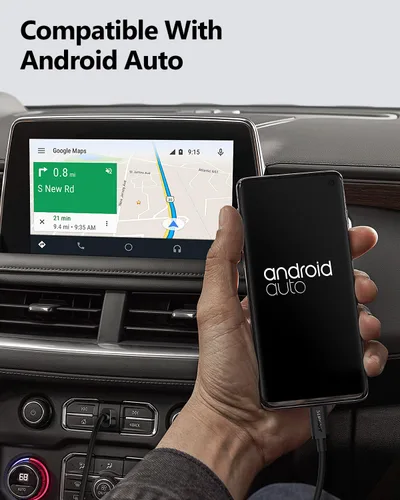 Vista 5 de SUNGUY Cable USB C Android Auto de 0.5 pies/6 pulgadas, 10 Gbps USB C 3.1 Gen 2 Transferencia de datos, cable USB A a USB C CarPlay de carga rápida