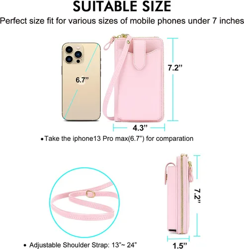 Vista 5 de Peacocktion - Bolso pequeño para teléfono celular, para mujeres, minibolso de hombro ligero para cruzarse por el cuello, con ranuras para tarjetas