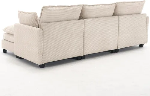 Vista 9 de Sofá Sillones de tela de terciopelo de 102 pulgadas para sala con doble cojín, sofás para sala con diseño modular para sala de estar, beige