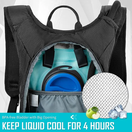 Vista 3 de MIRACOL Mochila de hidratación para senderismo con bolsa de agua a prueba de fugas de 2 litros, bolsa de agua ligera aislada para hombres y mujeres