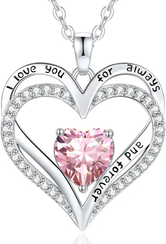 Vista 61 de CDE Collares de piedra natal para mujer, plata de ley 925, collar con colgante de corazón para siempre, Navidad, cumpleaños, aniversario, día de San