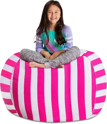 Vista 43 de Posh Creations Funda de puf para niños con almacenamiento para animales de peluche - Organizador de juguetes para niños, Mediano 68.58 cm - Lona