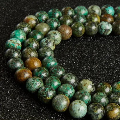 Vista 3 de 60 piezas de cuentas de turquesa africana natural de 6 mm, cuentas de gema redondas sueltas para hacer joyas