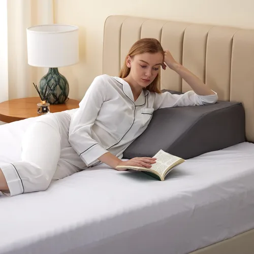 Vista 8 de Almohadas de elevación de piernas, almohadas de piernas para dormir, parte superior de espuma viscoelástica de gel refrescante, almohada de cuña