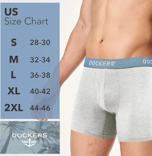 Vista 6 de Dockers Calzoncillos tipo bóxer elásticos de algodón para hombre, paquete de 4