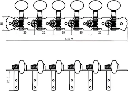 Vista 7 de Cromado 12 Cuerdas Guitarra Acústica Cabeza Máquina 6L6R