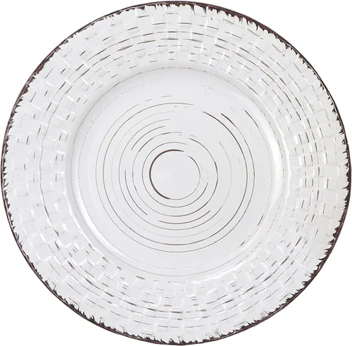 Vista 2 de MISC Home - Juego de vajilla de 16 piezas de tejido envejecido, color blanco y blanco, sólido, informal, de gres para granja, apto para microondas