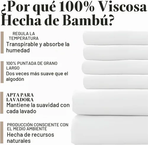 Vista 6 de Juego de sábanas Bamboo Bay 100% de viscosa de hojas de bambú (6 piezas)