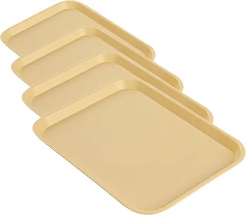 Vista 26 de Restaurantware Bandejas de comida rápida, paquete de 10 bandejas de plástico para cafetería, de 10 x 14 pulgadas, rectangulares verdes, aptas