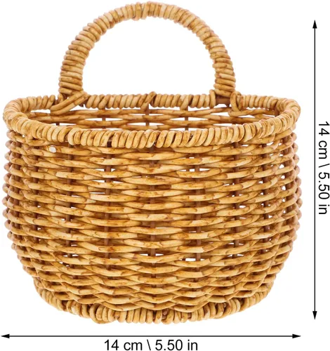 Vista 2 de 2 cestas de almacenamiento tejidas a mano, pequeña cesta colgante de ratán de imitación para cocina, baño, decoración de pared, organizador