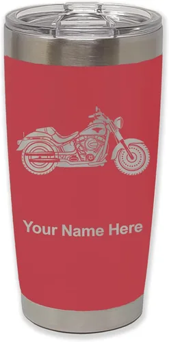 Vista 22 de LaserGram Vaso personalizado de 20 onzas, motocicleta (negro) Regalo grabado para motociclistas, acero inoxidable aislado al vacío, grabado