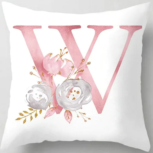 Vista 26 de Fundas de almohada rosa, lindas fundas de almohada decorativas con alfabeto, fundas de cojín cuadradas, protectores de almohada con letras
