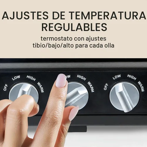 Vista 5 de HomeCraft HCTSC15SS Olla de cocción lenta de acero inoxidable de 3 estaciones de 1.5 cuartos ovalada para buffet, con tapa y reposa cucharas