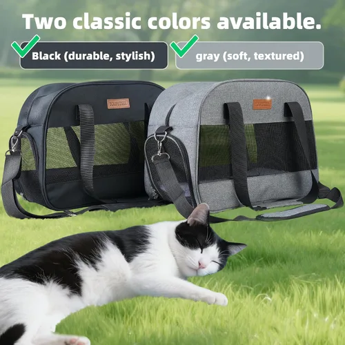 Vista 5 de Transportador para gatos pequeños, perros, transportador de mascotas de lados suaves para gatos, cachorros, mascotas pequeñas, transportador de Negro