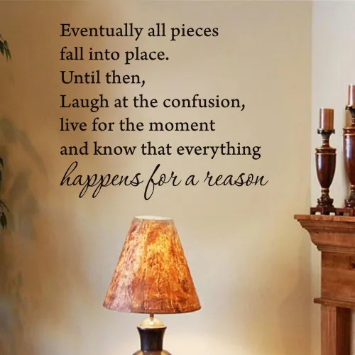 Vista 3 de Eventually All Pieces Fall in Place - Calcomanías de pared con citas inspiradoras, vinilo con texto en inglés "Fall in Sit", para decoración