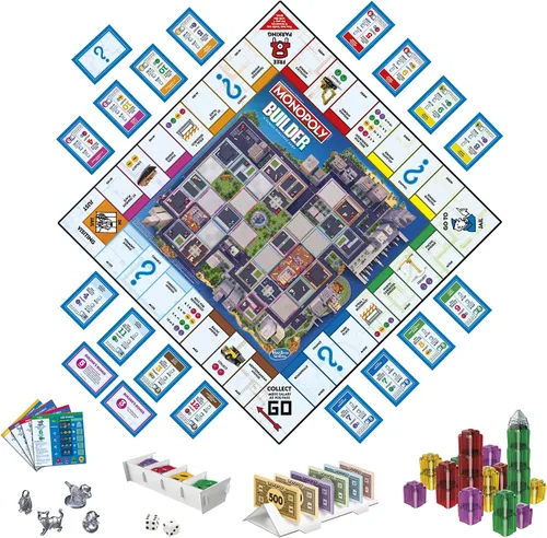 Vista 2 de Monopoly Builder - Juego de mesa, juego de estrategia, juego familiar, juegos para niños, juego divertido para jugar, juegos de mesa familiares