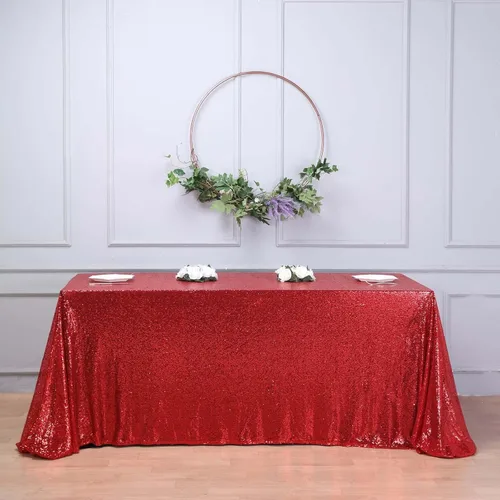 Vista 14 de Efavormart - Mantel redondo de lentejuelas brillantes de 120 pulgadas para banquetes de boda, fiesta, decoración del hogar