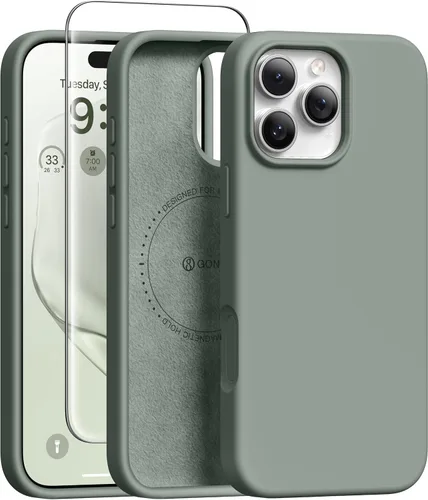 Vista 211 de GONEZ Funda magnética para iPhone 12 Case / 12 Pro Case, compatible con MagSafe, [protector de pantalla + protector de lente de cámara], funda
