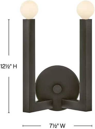 Vista 2 de Hinkley Ezra 45042BX - Aplique de pared con dos luces, forma única, brazos cuadrados fuertes, óxido negro