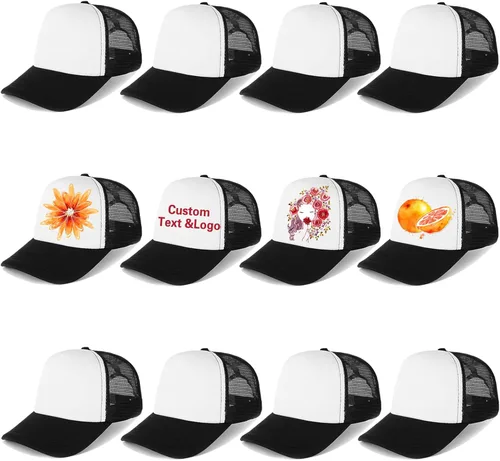 Vista 16 de Ultrafun Paquete de 12 sombreros de camionero de verano de malla sublimación en blanco, gorras de béisbol ajustables para hombres y mujeres