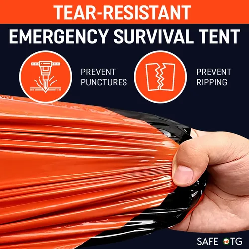 Vista 5 de Emergency Survival Tent Life Shelter 2 Person Mylar Tube Tents Tarp with Whistle & Paracord Year-Round All Weather Protection for Car Outdoor Hiking