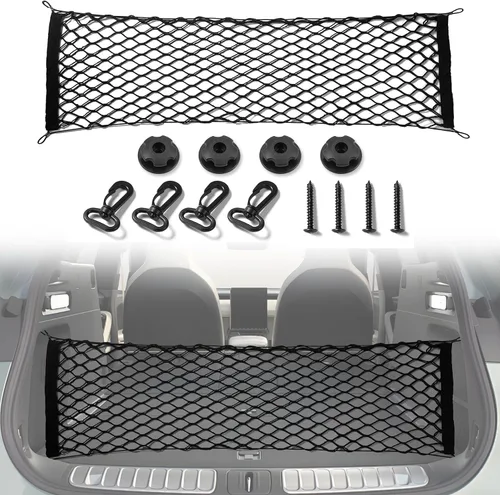 Vista 6 de Amiss Red de carga elástica, accesorios exteriores de automóvil, red de almacenamiento elástica ajustable con gancho para SUV, automóviles