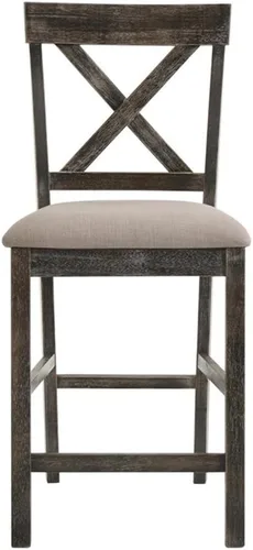 Vista 4 de Acme Martha II - Silla de altura de mostrador en lino bronceado y gris desgastado (juego de 2)