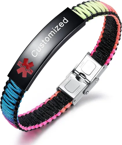 Vista 10 de JF.JEWELRY Pulsera de alerta médica para mujeres T1D T2D Pulsera de identificación de alerta médica para diabetes y epilepsia para niñas y niños