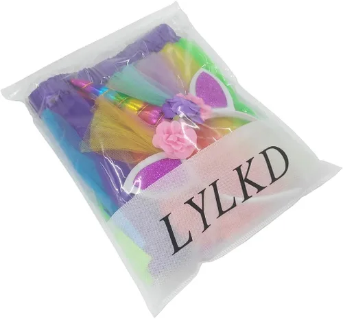 Vista 5 de LYLKD Faldas de tutú arcoíris en capas para niñas pequeñas con diadema de cuerno de unicornio Arcoiris Rainbow