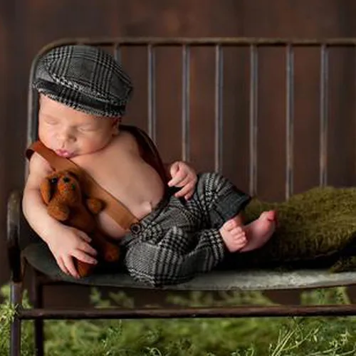 Vista 7 de Zeroest Newborn Photography Outfits Boy, Suspenders & Hat for Baby Boys Baby Photography Props for Newborn Photo Shoots