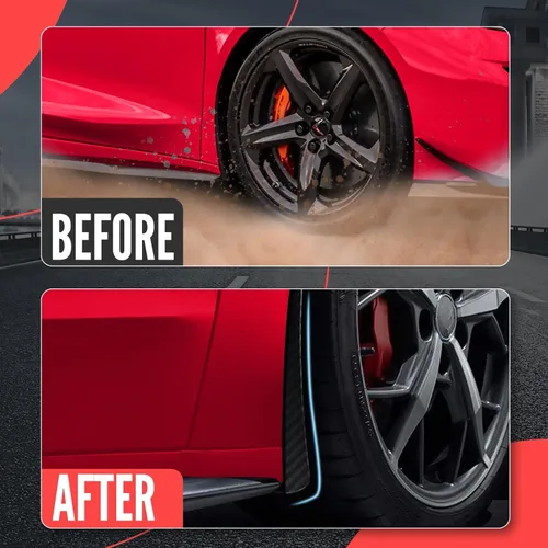 Vista 10 de 4 aletas de barro delanteras y traseras, patrón de fibra de carbono, protectores contra salpicaduras, guardabarros de roca para Corvette C8 Stingary